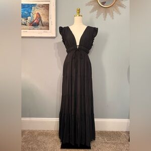 HYFVE Black Ruffled Maxi Dress